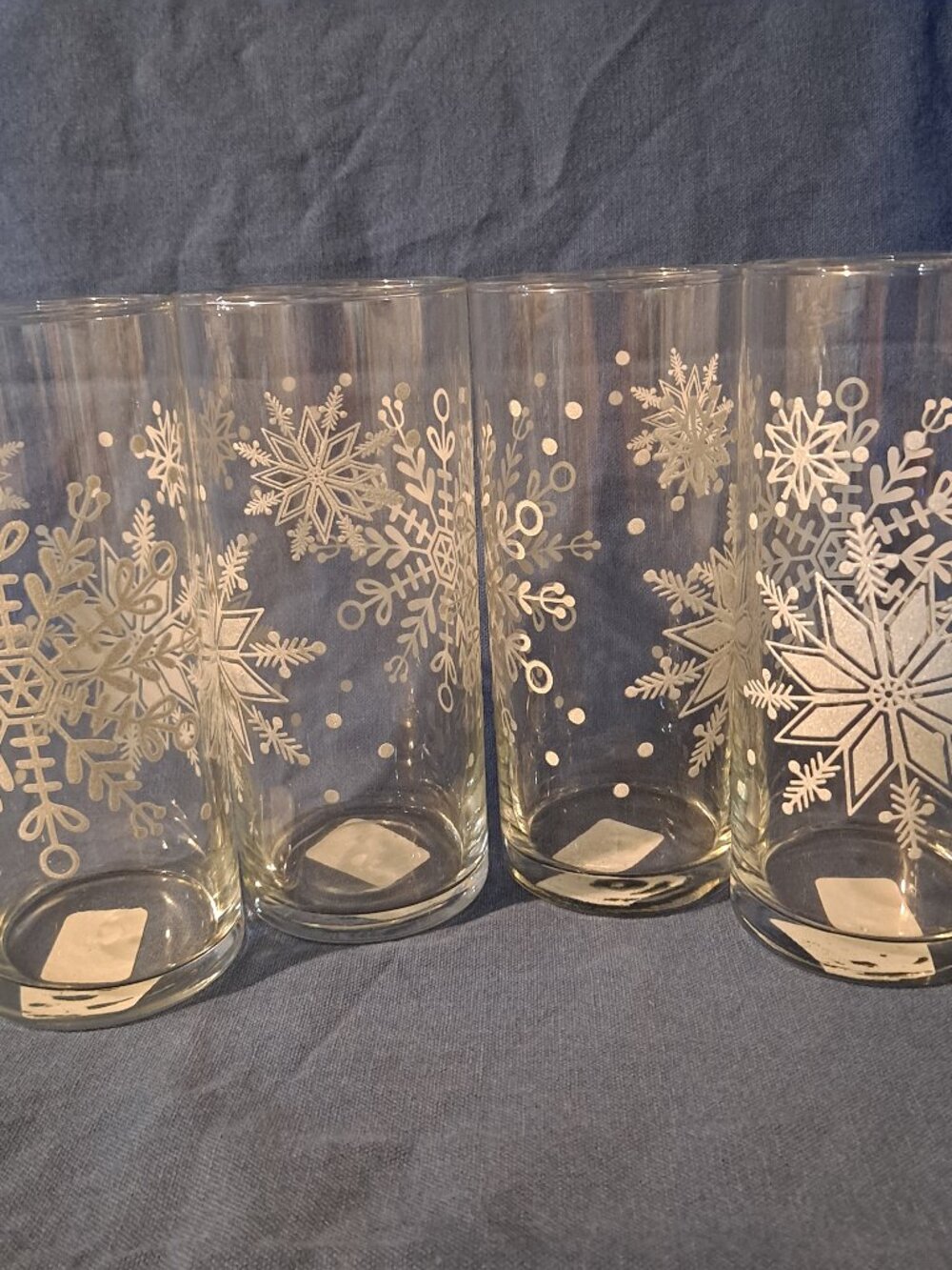 Set 4 Royal Norfolk CHRISTMAS SNOWFLAKE GLASSES Tumblers 16 oz CRISTAR Cooler